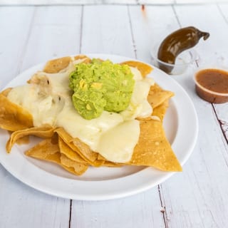 Chips with Cheese & Guacamole on Top^